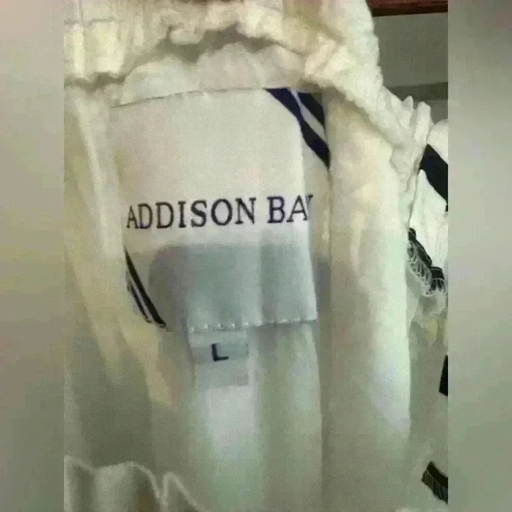 NWT Addison Bay White/Blue 100% Cotton Poplin Maxi Dress Women's Size Large - Picture 3 of 5